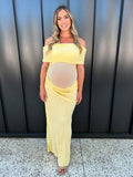 Mesh Patchwork Off Shoulder Ruched Cut Out Bodycon Elegant Cocktail Party Maternity Baby Shower Maxi Dress Maternity