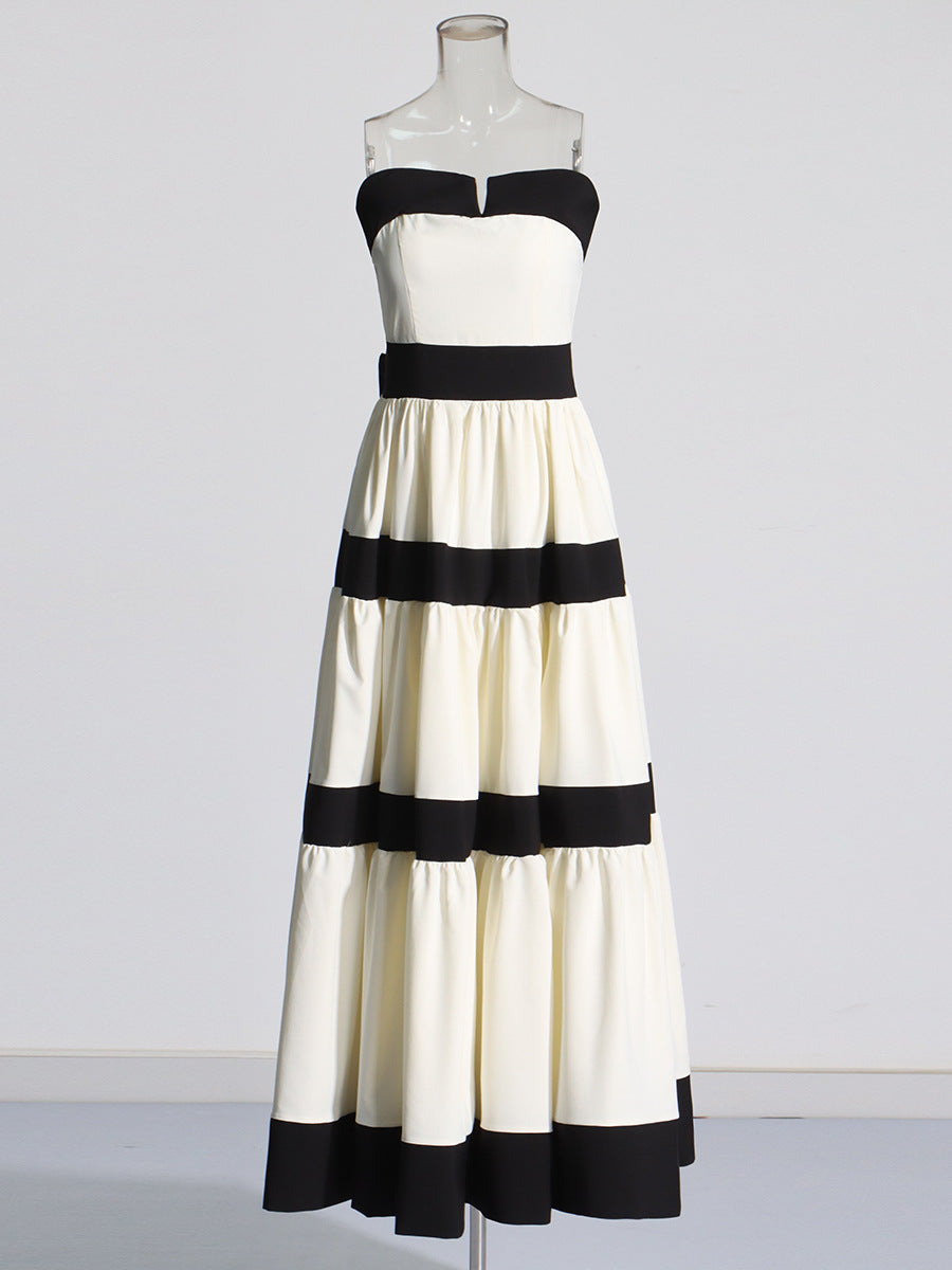 Temperament Style Dress 2025 Summer New Face Splicing Bow Bump Design Dress Dress Dress Dress