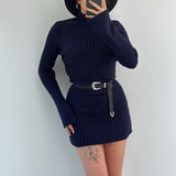 Fashion High-Collar Knitted Short-Form Hip Dress In Autumn 2024
