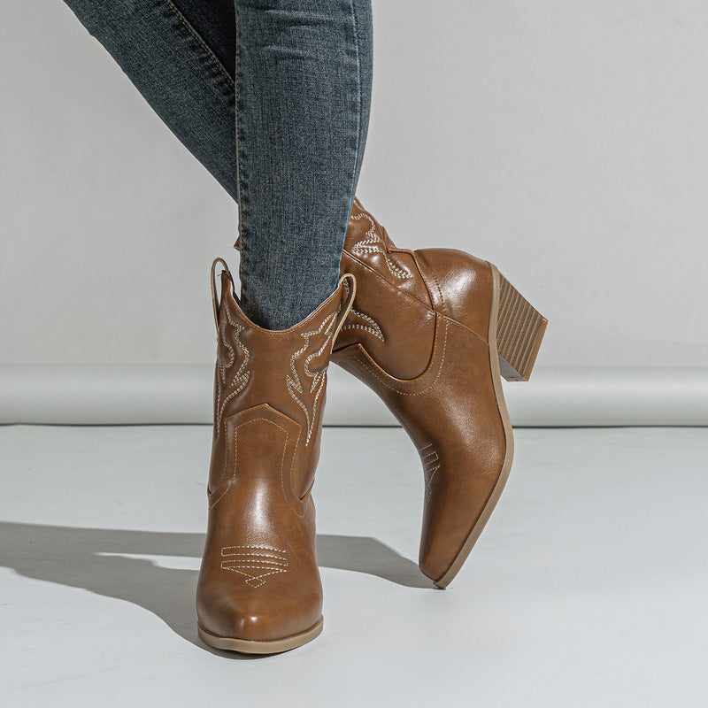 Boot Embroidered Cowboys 2025 New Grand-Code Cavalry Boots Mid-Cine Martin Boots Chelsea Boots Short Boots Kids High Quality Shoes