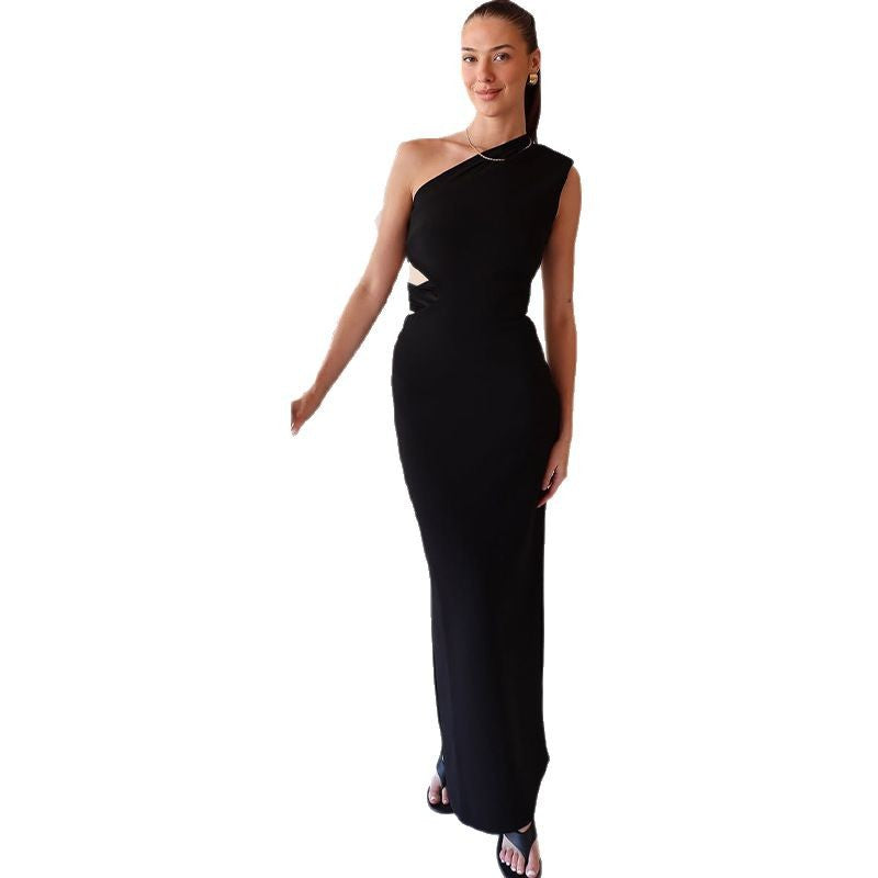 2025 New Solid Color Sleeveless Sleeveless Open Side-Bag Hip Repair Dress