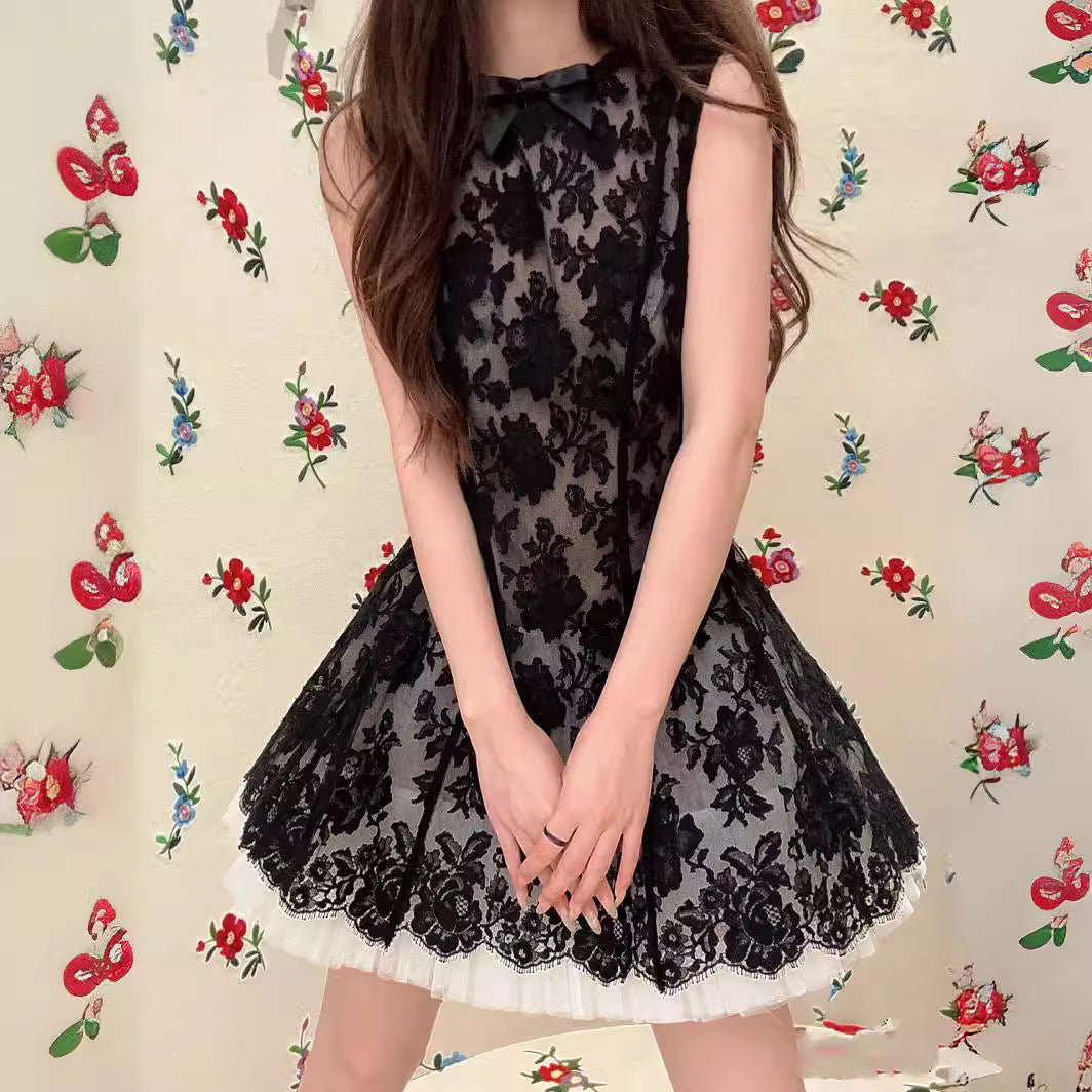 Sleeveless 24 Early Spring New South Oil High-Sand Sweet Lace Embroidery To Get The Dress Holiday Style Ponve Skirt