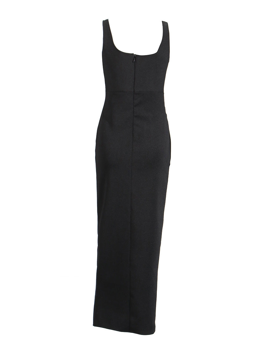 Temperament Sexy Dress 2025 Summer New Black Diamond Advanced Sensationaled Dresses