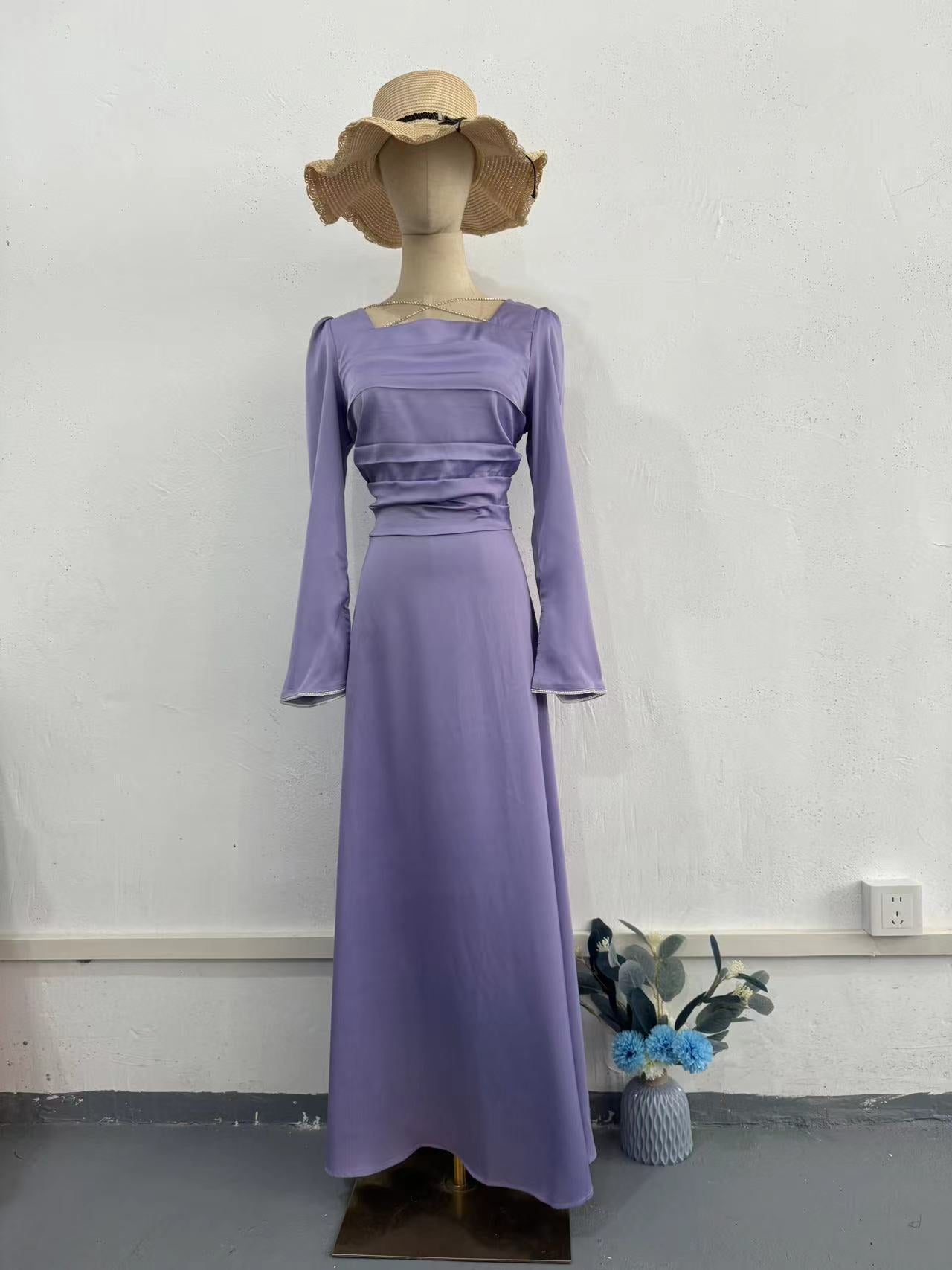 2024 New Hand-Drilled Woven Tape Design Long-Sleeved Fintry Dress