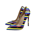 Color Striped High Heels 12CM Pointed Thin-Heeled Women's Shoes Banquet Shoes High Quality Shoes