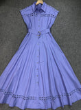 Spring And Summer Holiday Wind Collar Lace Splicing Hollow Belt Shirt Dress Dress