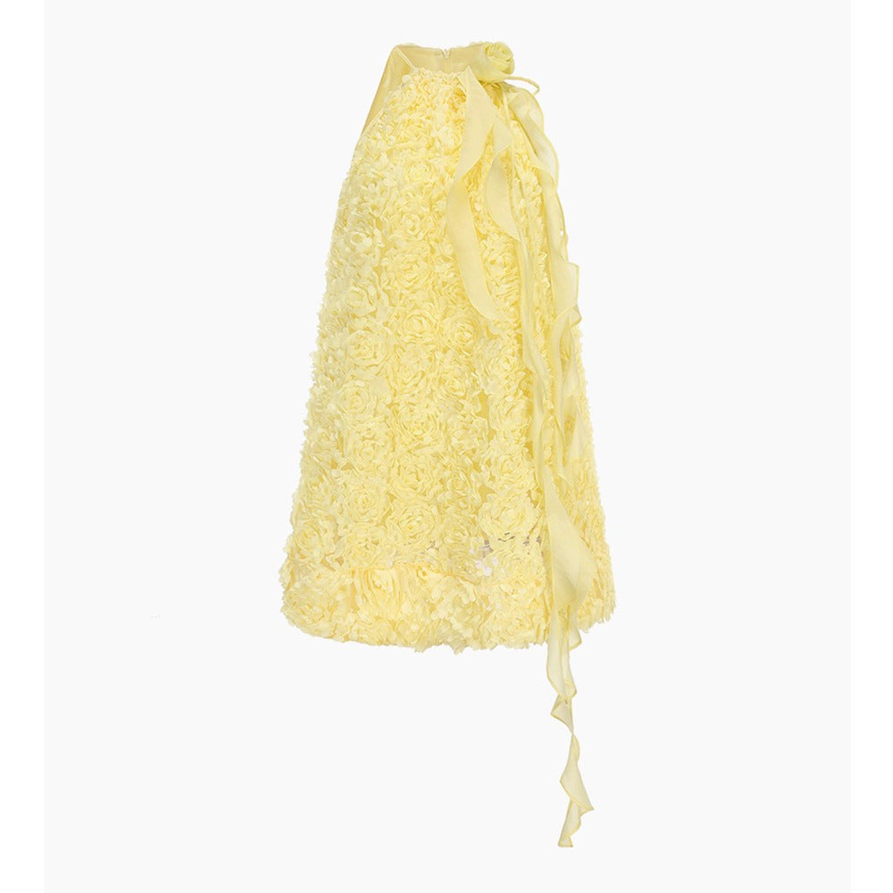 New Romantic Sweet Flowers With Hanging Neck Skirt Girl Temperament A-Character Dress