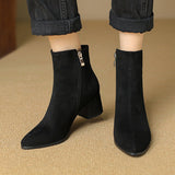 French Coarse And Small Short Boots Women's Autumn New Pointed Velvet Knight Boots Single Boots With Large Size Women's Boots High Quality Shoes