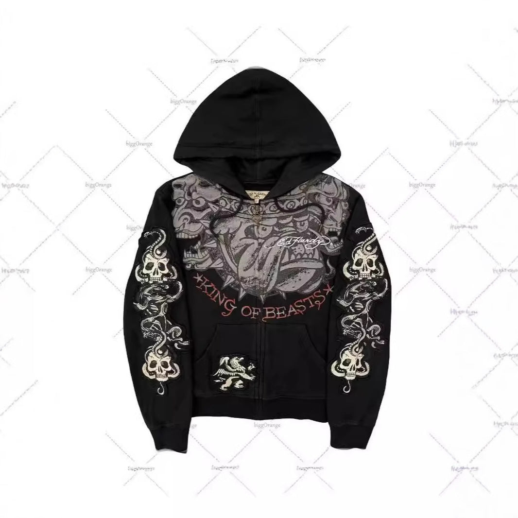 2025 New Direct Selling Retro Gothic Hop Long-Sleeved 3D Sweaty Loose Hooded Sport DJPT