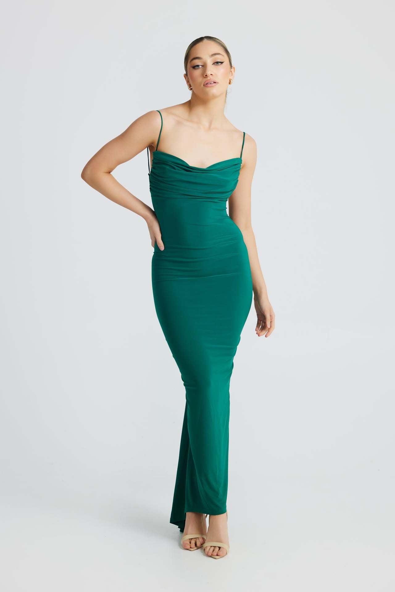 Sexy Fashion Showback Solid-Color Banquet Body-Body-Back-Up-Slinged Sling Dress