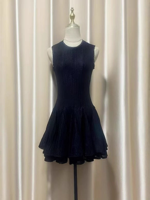 2025 Black Rolled Long Sleeve Dress Women's Puff