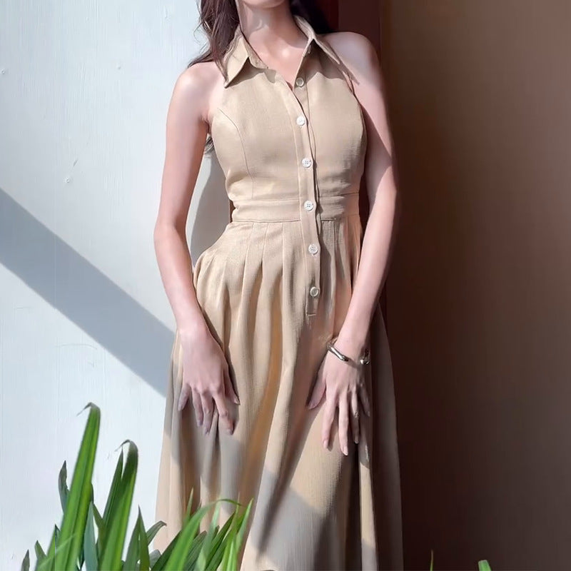 Fashion Temperament In The Fall Of 2024, The Back Of The Solid Color Dress