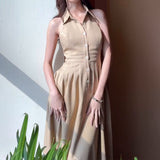 Fashion Temperament In The Fall Of 2024, The Back Of The Solid Color Dress