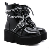 2025 Thick Bottom Slope And Short Boots Pine Cake Metal Chain In Front Of The Martin Boots Large Size Women's Boots High Quality Shoes