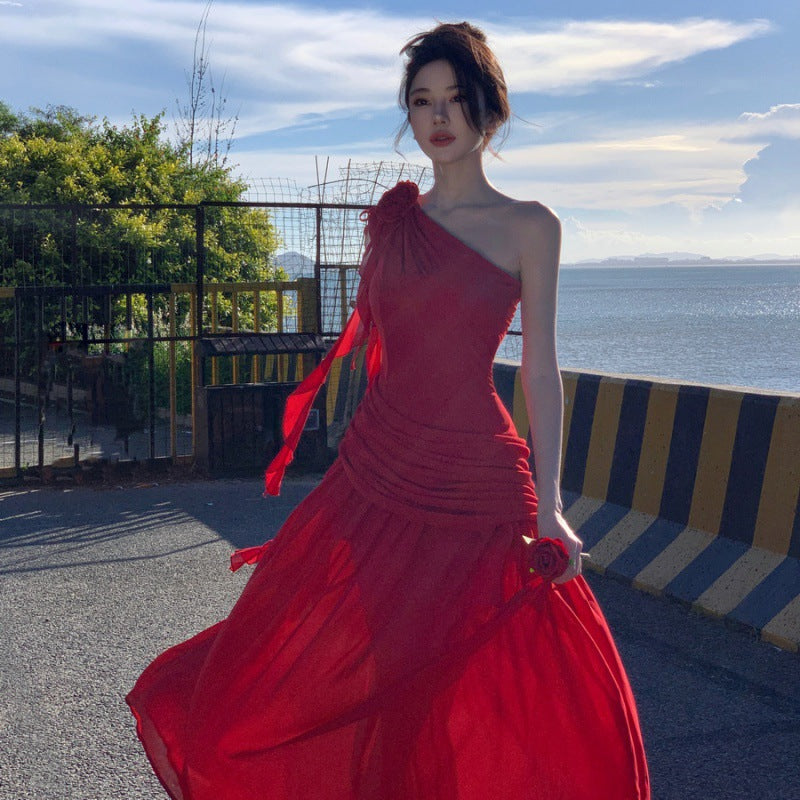 Temperament High-Rise Sleeveless Dress Female Feel Hot Girl Pure Desire To Show Long Skirt