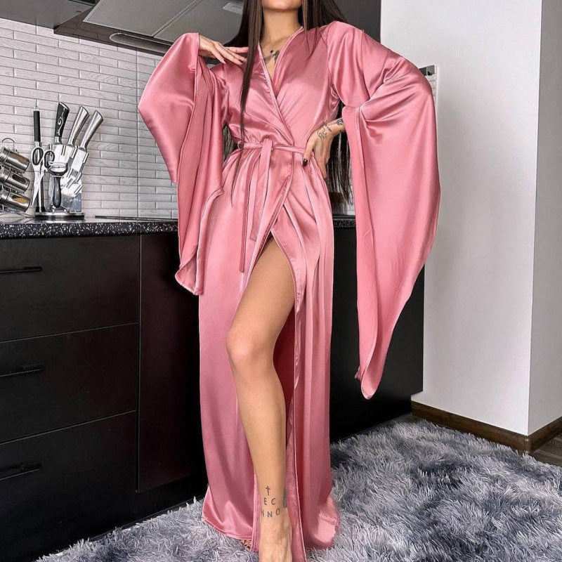 East Autumn And Winter Comfortable Leisure Temperament Home Lady Tied With A Night Gondor Robe Women's Dress