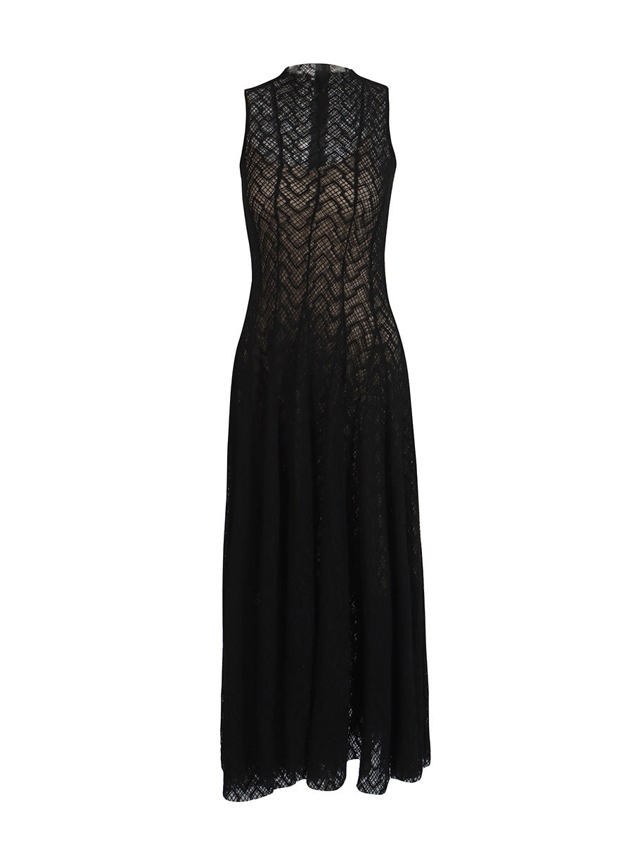 Temperament Style Dress 2025 Summer New Round-Neck Sleeveless Texture High-End Knitted Dress Woman