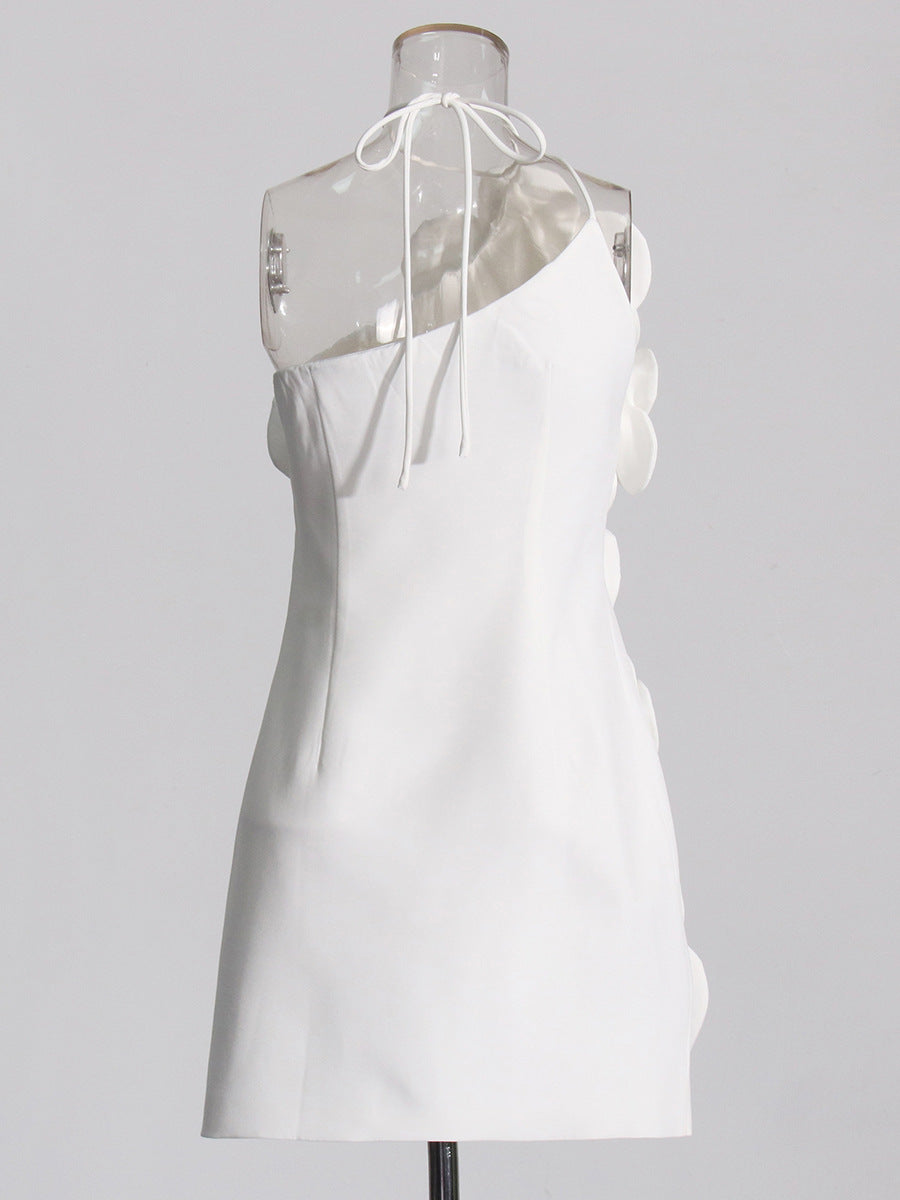 Temperament Temperament Sexy Dress Women's Dress 2025 New Breasts Three-Dimensional Flowers Waist Small Dress
