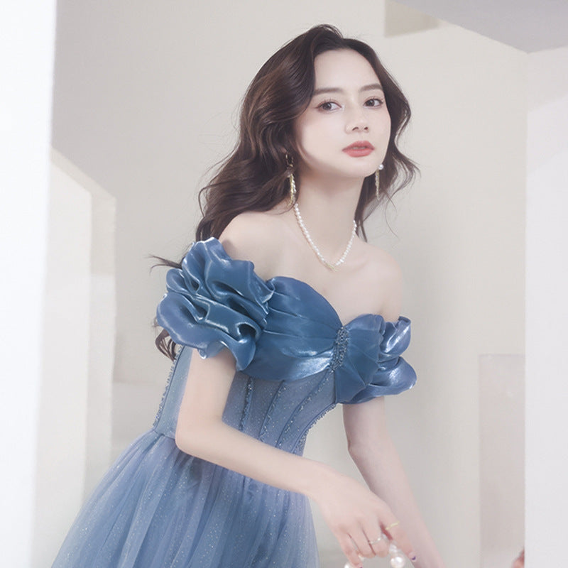 Evening Dress 2025 Summer Simplicity Banquet Temperament Performance Host Art Examination Dress