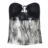 Lace T-Shirt Blouse 2025 Summer New Sexy Hottie Short Vest DJPT