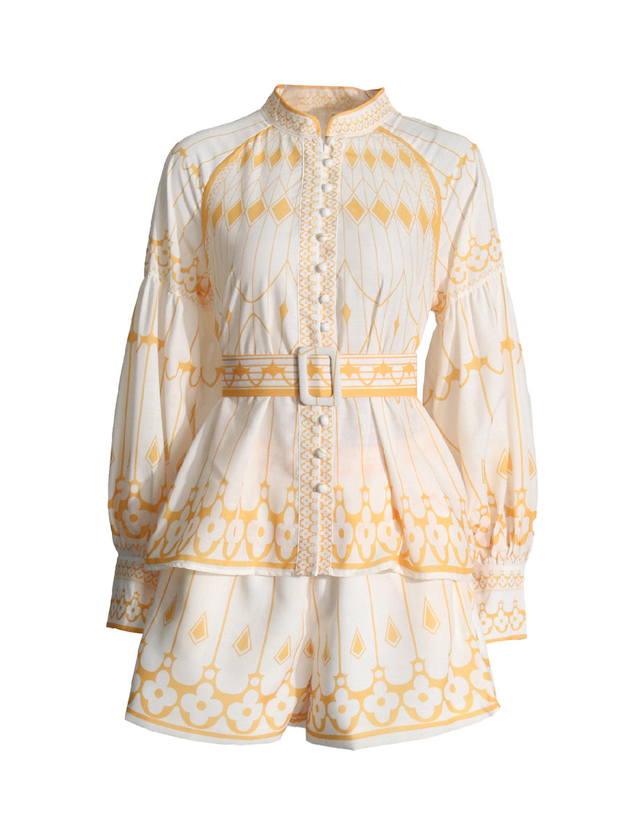 Women's New 2025 Fashion Collared Shirt High-End Feel Shorts To Repair Summer Suit Women