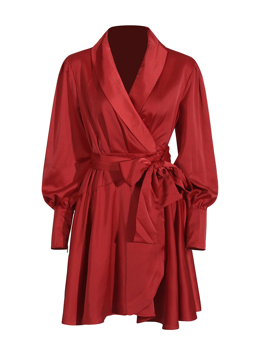 Temperament High Sense Bonded Skirt Women's Dresses Spring 2025 New Collared And Solid-Colored Shirt Skirt