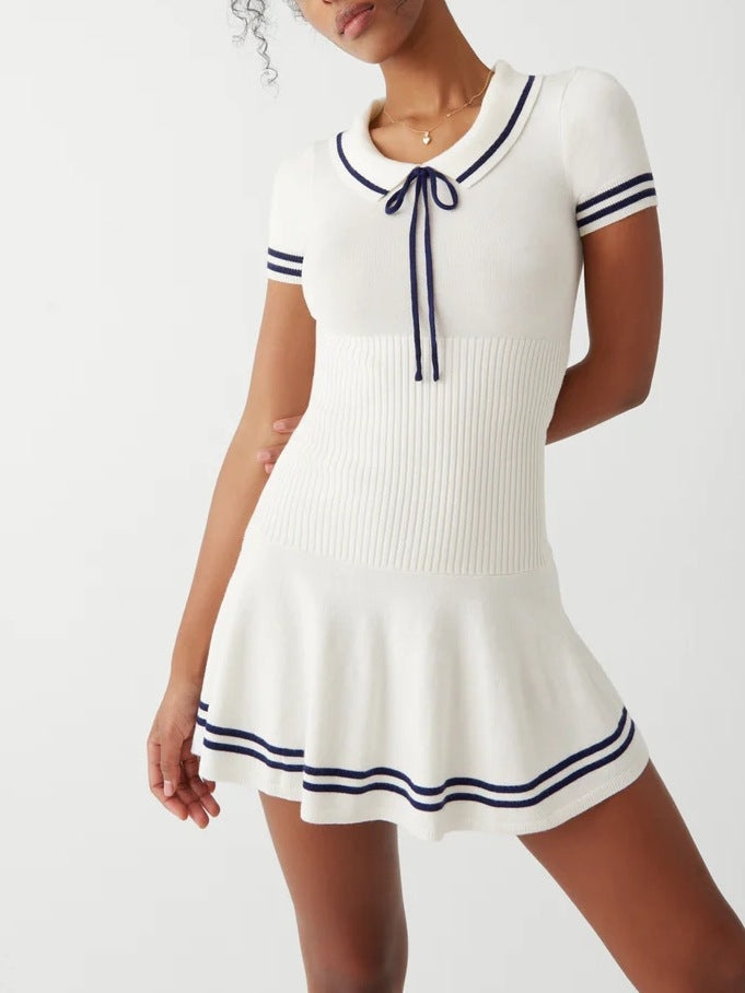 Shuxin's New Summer New College Style Short-Sleeved Knitted Short-Sleeved Girl Polo Collar Dress A Dress