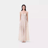 2025 Summer Lace Splicing Hollow Open Fork Slings Tsets Dress Woman
