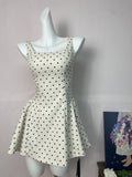 Shuxin Jennie With The Same High-End French Sweet Dot Dress Woman Thin Folded Folded Folded Tying Dress