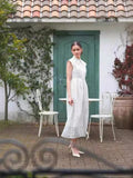 Summer Australian Holiday Wind Collar Sleeveless Belt To Collect Waist Water Lace Purple Dress Dress Dress
