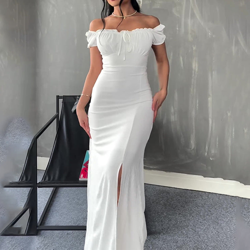 Women's Summer Braided Dress Soaked Sleeve Open Bag Hip Dress Woman