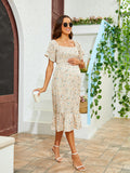 2025 New Summer Pregnant Woman Chiffon Dress Small Broken Floral Dress Short Sleeve Long Dress Maternity