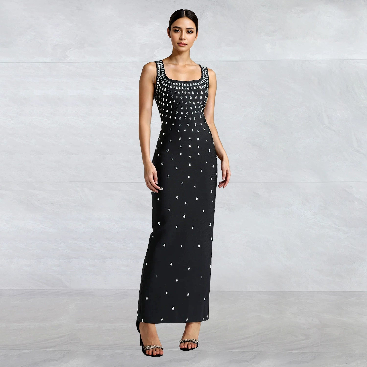 Women's Clothing 2024 New Body-Drilling Bandage Skirt Light Luxury Fashion Party Bandage Dress