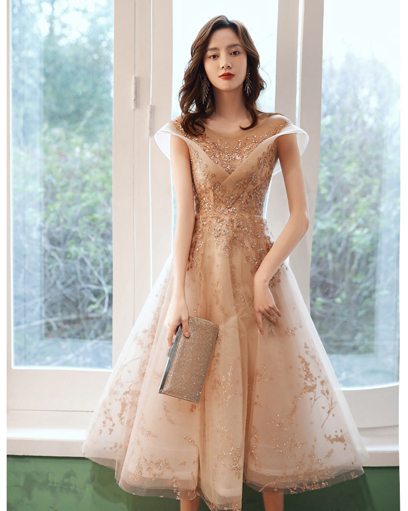 Evening Dress Female Maid Heben Style White Dress Small Fairy Banquet Temperament Bridesmaid Suit