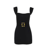 Summer 2025 New Sexy Bag Evening Dress Fashion Style Metal Accessory Vest Dress Woman DJPT