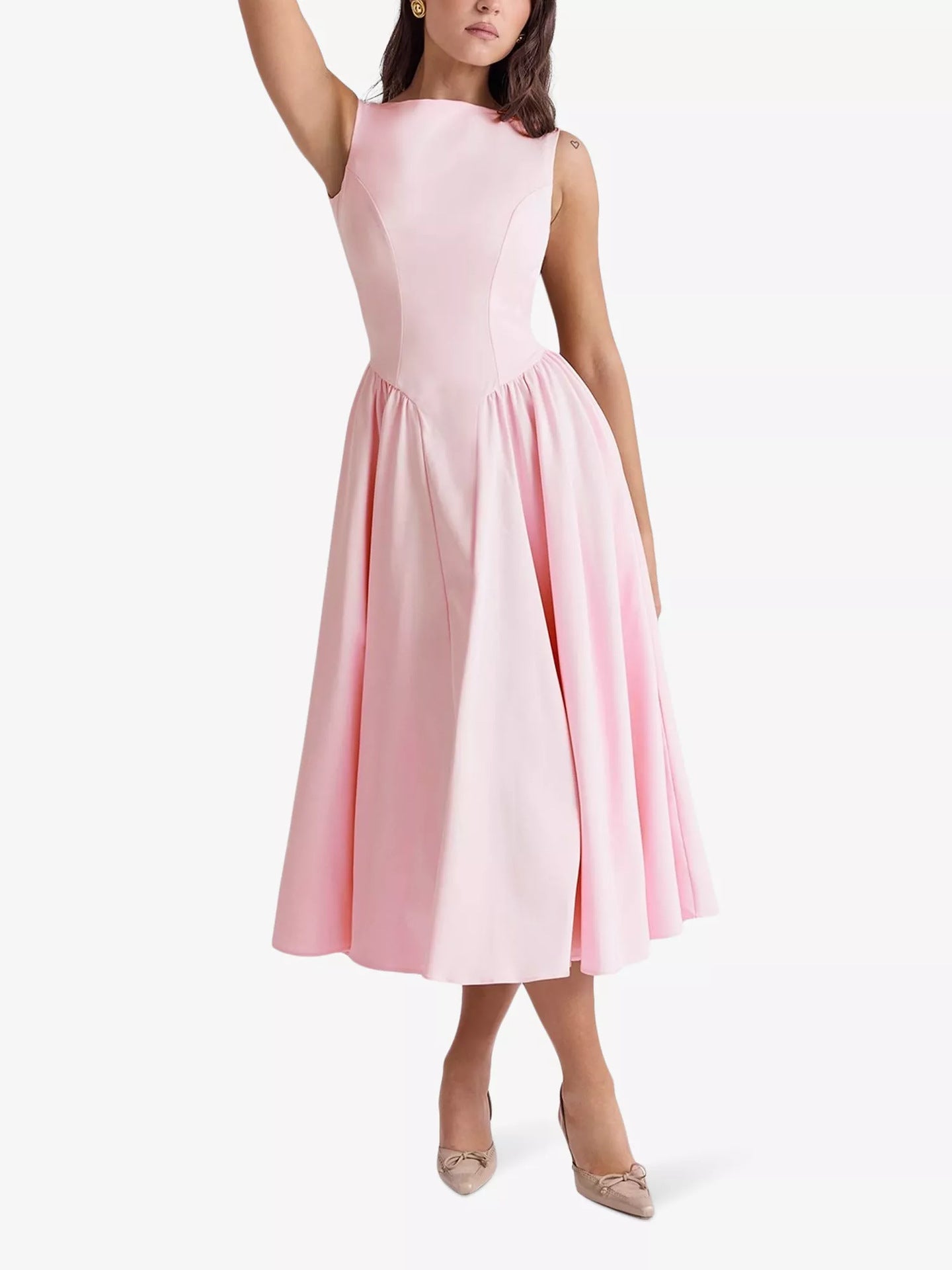 Summer Women's New French Dew Solid Color Premium Holiday Dress