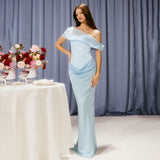 Women's Slanted Shoulder Sleeveless Fishtail Party Dress Dress DJPT