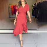 2024 French V-Neck High-Rise Slim Slimy Sexy Fashion Dress