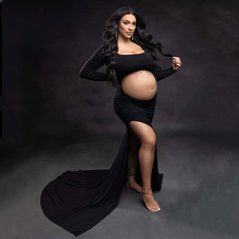 Women Cotton Dress Dress Pregnant Women Photo Full Cotton Drag Skirt Maternity