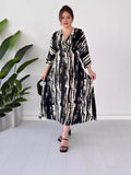 Fashion Prints In The Summer Of 2024 V-Neck Vacation Comfort Loose Dress