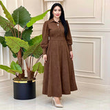 2024 New Elegant Temperament Belt Belt Solid Color Collar Dress