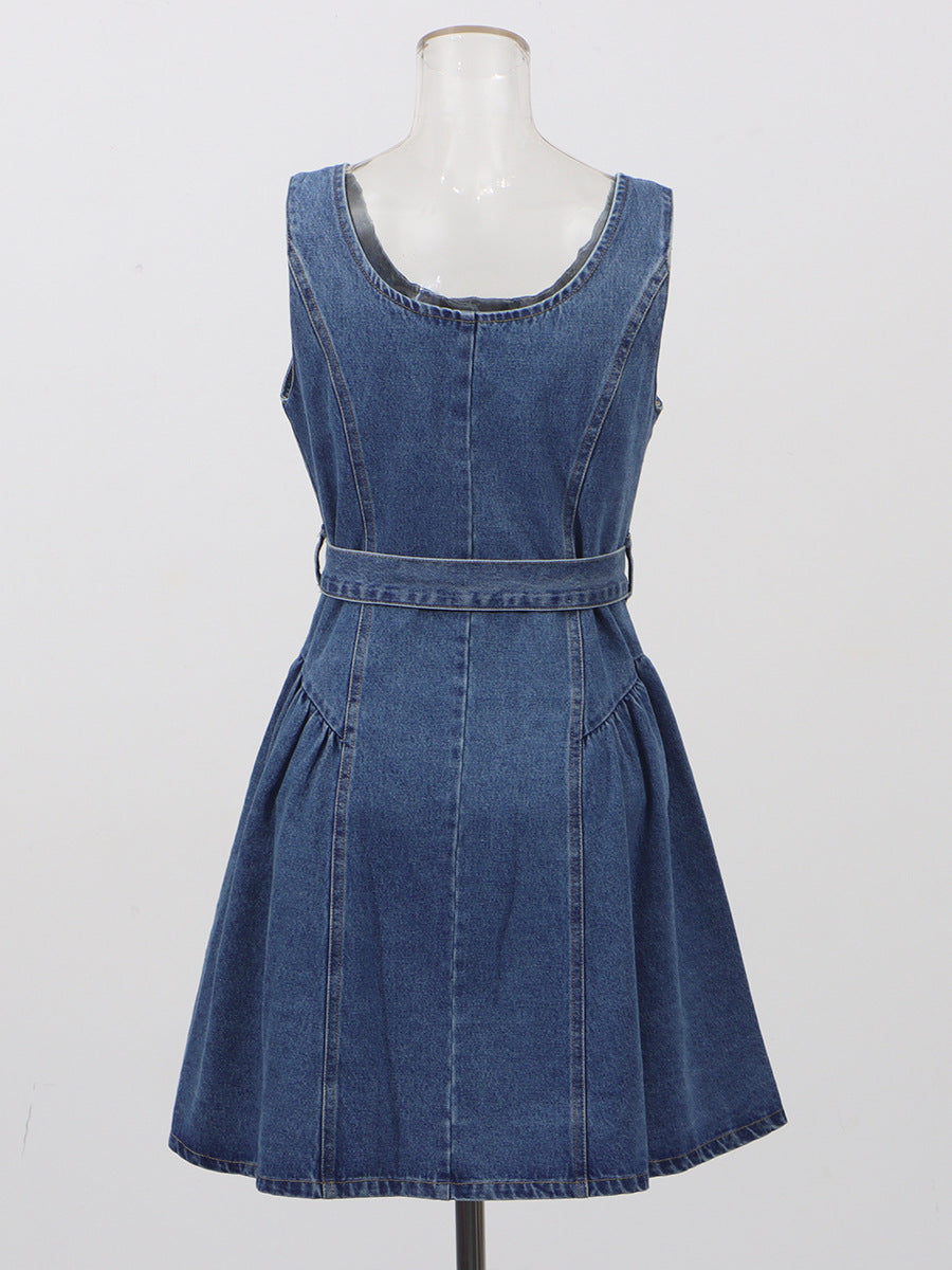 Trendy Cowboy Sling Skirt 2025 New Women's Summer Single Buckle Door Belt Belt Belt Belt Short Skirt Dress Dress Woman