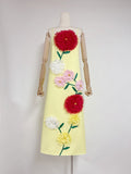 Large Flower Three-Dimensional Decoration Splicing 2025 New Solid Color Sling Skirt Loose Dress