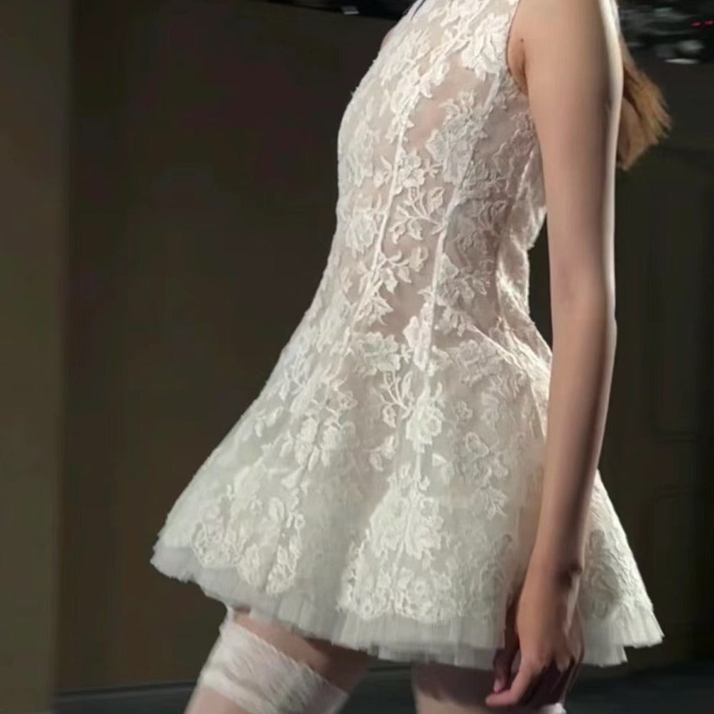 Sleeveless 24 Early Spring New South Oil High-Sand Sweet Lace Embroidery To Get The Dress Holiday Style Ponve Skirt