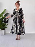 Fashion Prints In The Summer Of 2024 V-Neck Vacation Comfort Loose Dress