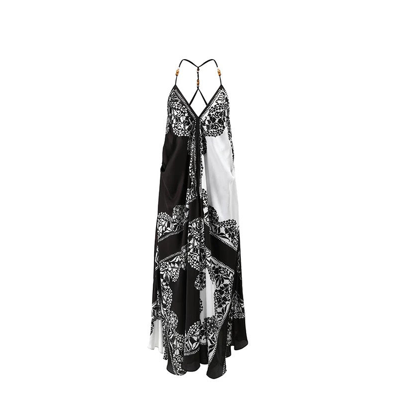 Years Of Holiday Style Design Feel Beautiful Seaside Print Slings Niche Clenient Dress