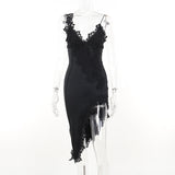 Sexy Deep V Sling Dress Body Show-Up Back Party Hottie Temperament Hip Skirt DJPT