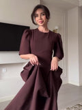 2025 New Temperament Elegant Women's Dress Round Collar Short Sleeve Dress Dress Women