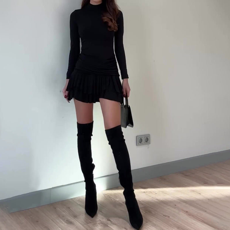 Folds Slimmed Super Short Sexy Goddess 2024 Spring Dress