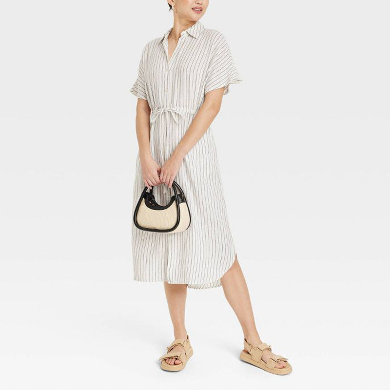 2024 New POLO Tie Simple Tie With Solid-Colored Cardigan Dress